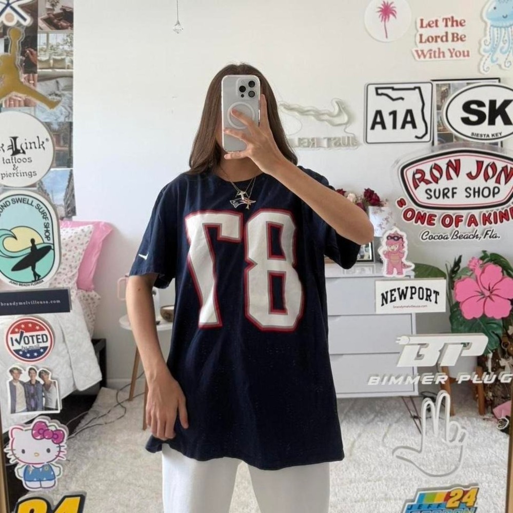navy blue nfl New England patriots Rob Gronkowski #87 Nike tee shirt